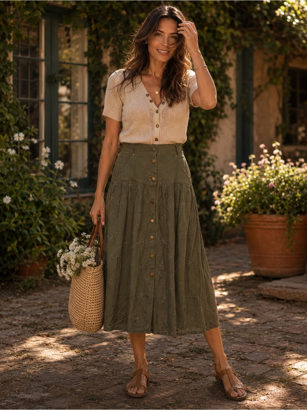 Vintage Hong Kong Skirt | Cottagecore Meets Safari Chic